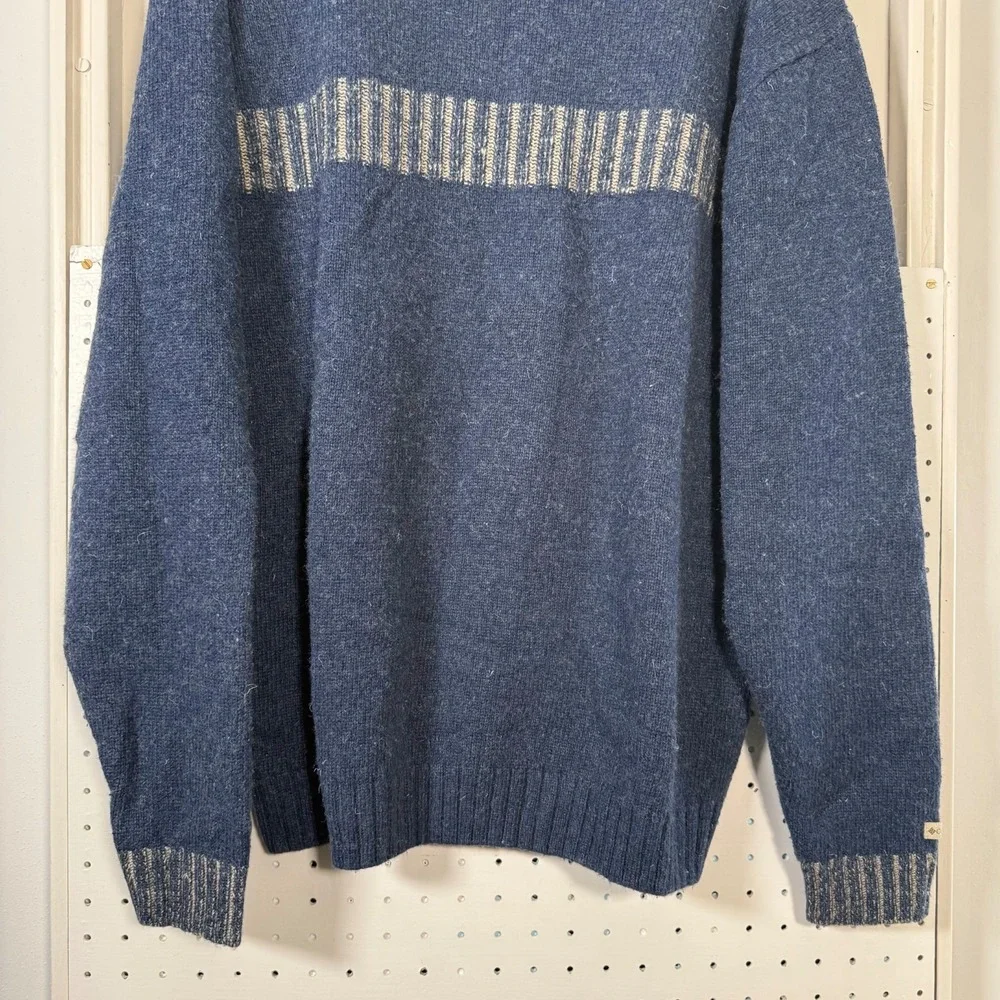Columbia Sweater Men's Blue Wool Blend Knit Crew‎ Neck Pullover Winter Large VTG